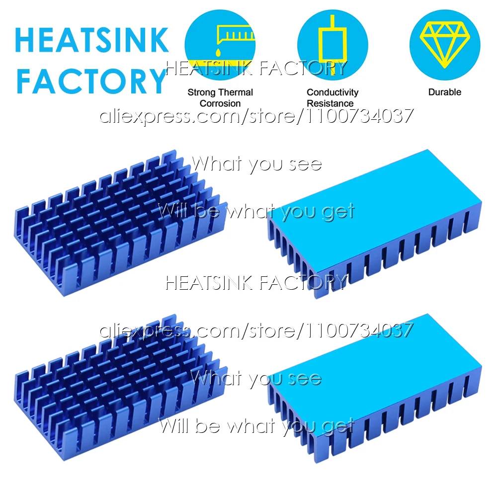 50x25x10mm Blue Zigzag Aluminum Pin Fins Heatsink Radiator Heatsinks Cooling for LED Power IC Transistor Module PCB