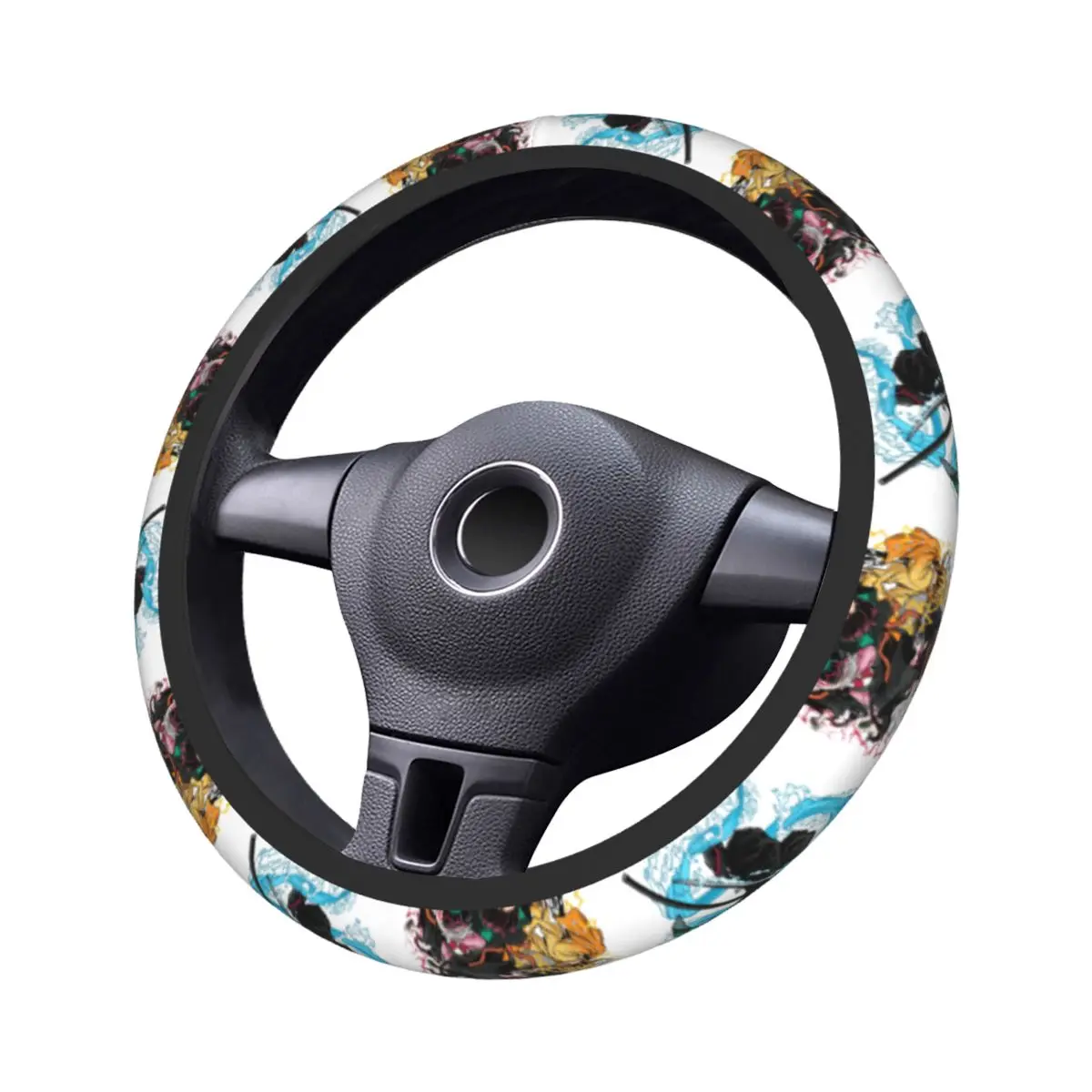 38 سنتيمتر عجلة توجيه سيارة يغطي شيطان القاتل العالمي Inosuke أنيمي شيطان بليد سيارة التصميم الملونة اكسسوارات السيارات