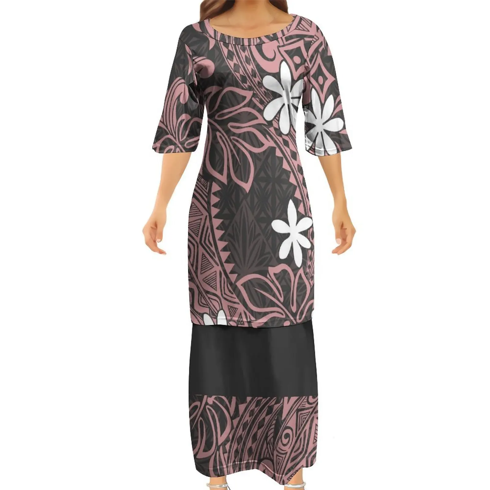 夏用半袖丸首プネタシ太平洋諸島カジュアル婦人服カスタムポリネシア婦人服パターン