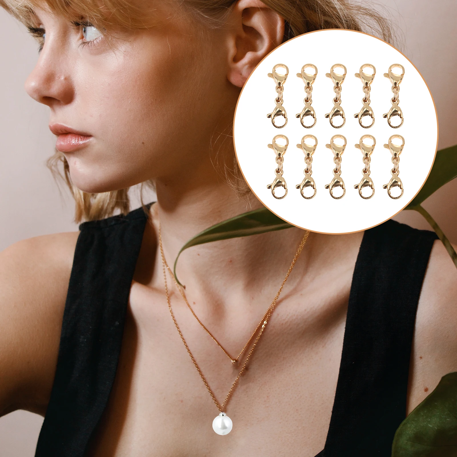 

10pcs Lobster Clasps Stainless Steel Double Claw Connector For Diy Jewelry Making Necklace Bracelet Extension Replacement