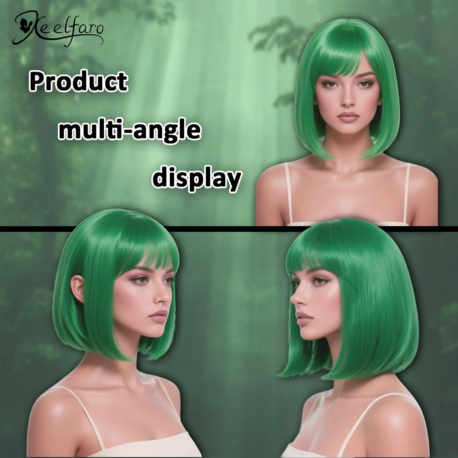 Green Bob Hairstyle Synthetic Wig for Cosplay & Parties