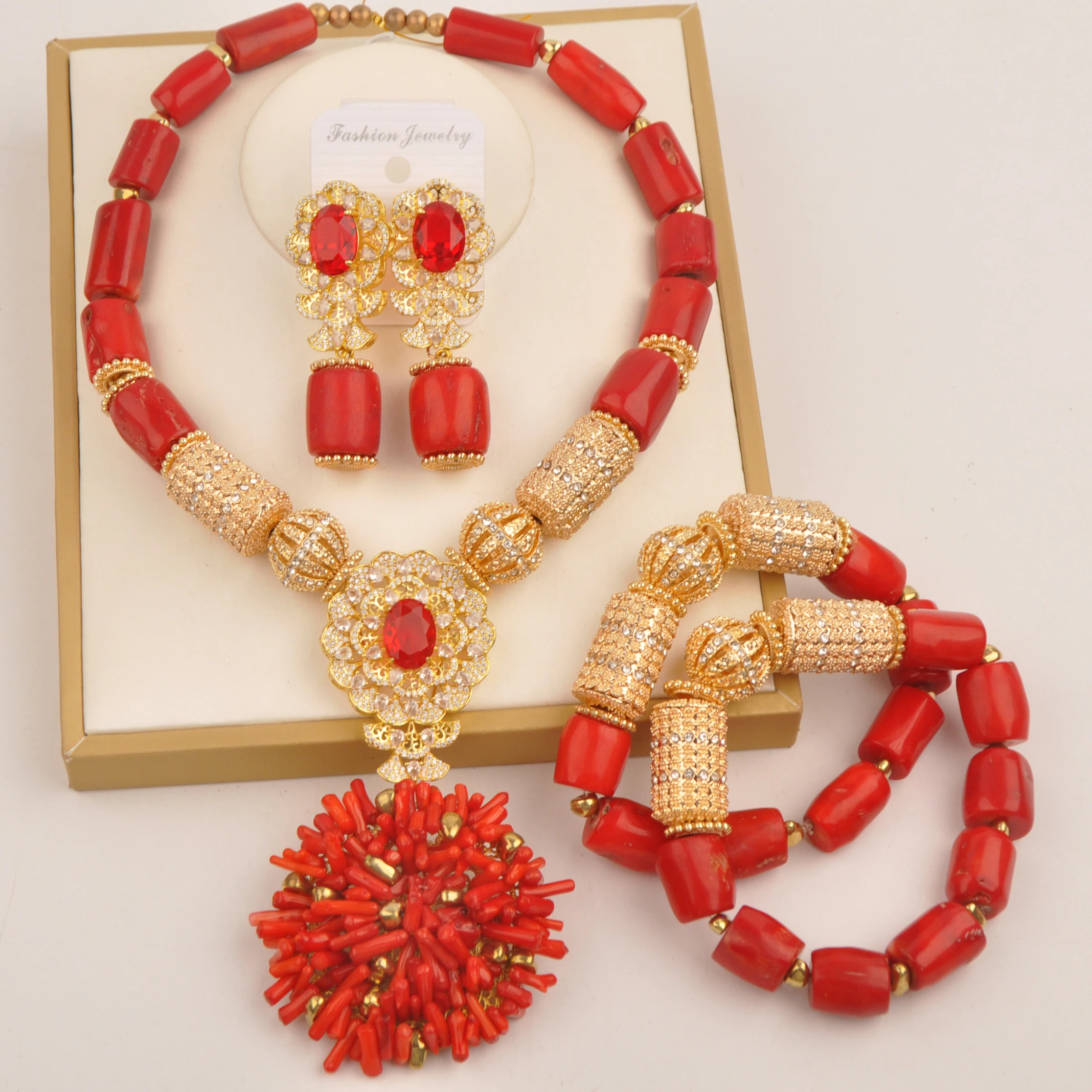 

Nigerian Traditional Wedding Coral Beads Jewelry Sets