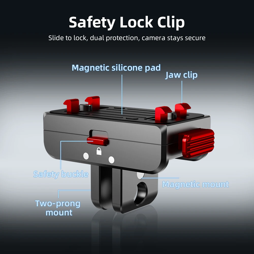 Magnetyczny uchwyt szybkiego montażu Flymile do Insta360 X5/X4 Air/Ace Pro/2 z adapterem i bezpiecznym systemem blokowania Claw-Lock, akcesoria do kamer. — zdjęcie produktu 2