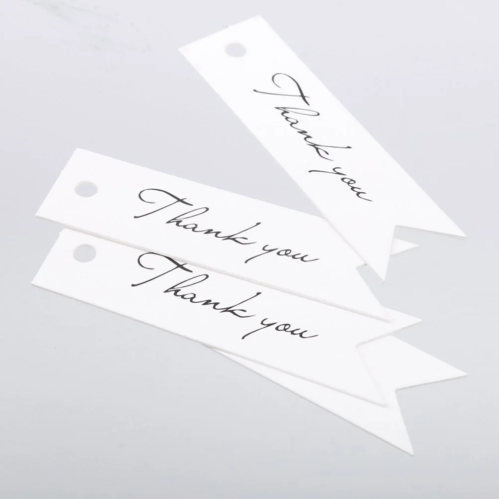 100 قطعة من علامات الزفاف من ورق الكرافت، تصميم شكرًا لك على شكل حرف ذيل السمكة مع خيوط لتزيين طاولة الحفلات #6