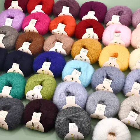 35 Colors 25g/Pc Mohair Yarn Extra Soft Warm Baby Wool Crochet Yarn for Hand Knitting Sweater Shawl Scarf DIY Material Supplies