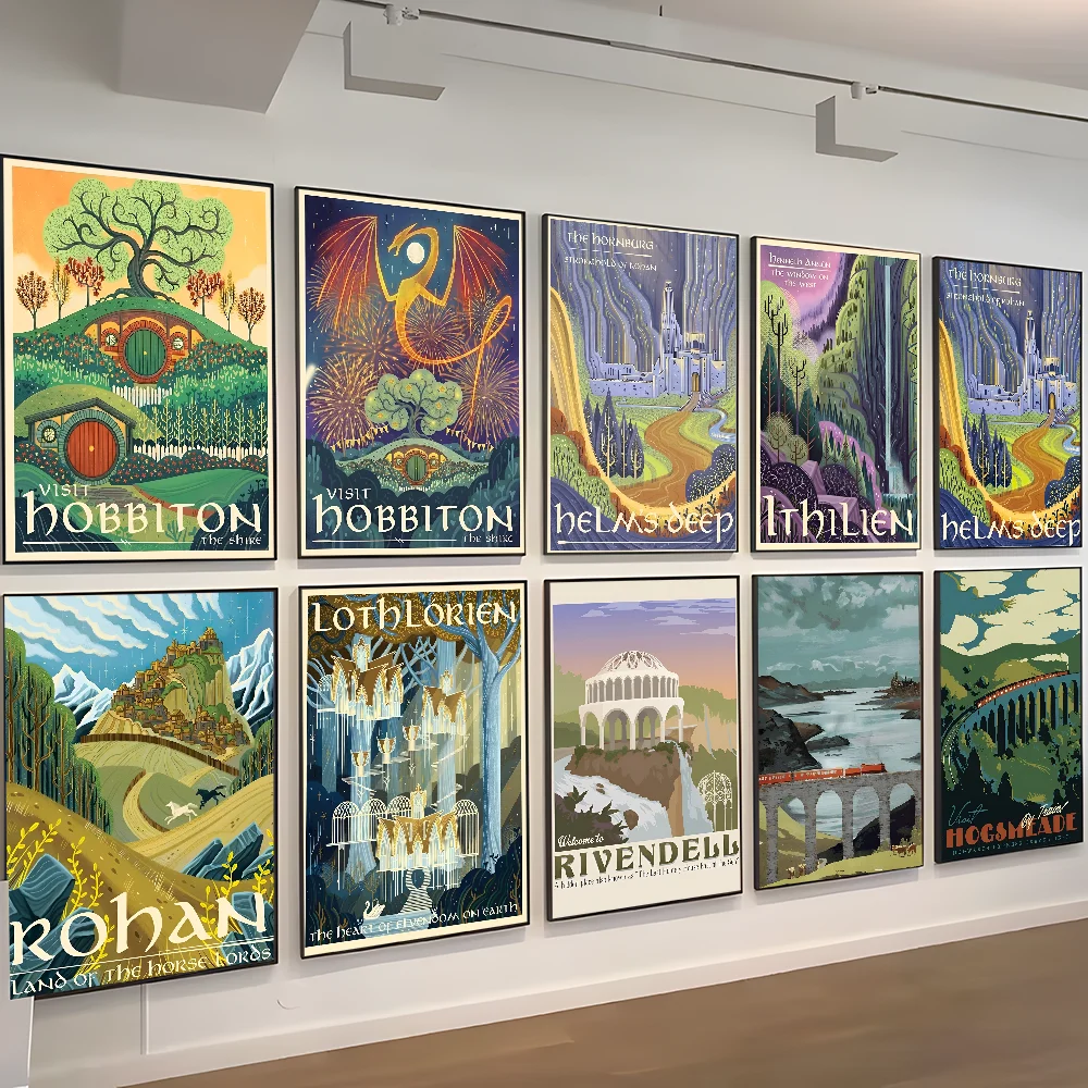 Tolkien Wall Art Vintage Landscape  Classic Movie Posters Vintage Room Bar Cafe Decor Nordic Home Decor