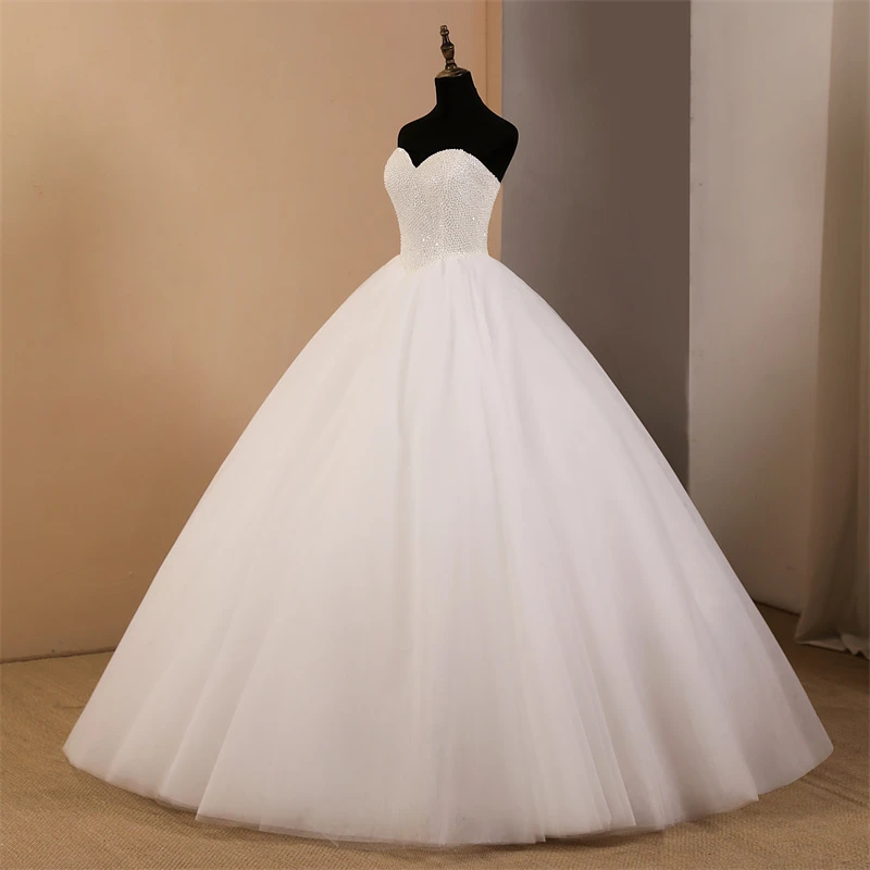 Abiti da sposa senza spalline Abito da sposa semplice Abito da ballo di perle di lusso Colore e dimensioni personalizzati per abito da festa per ragazze 2025