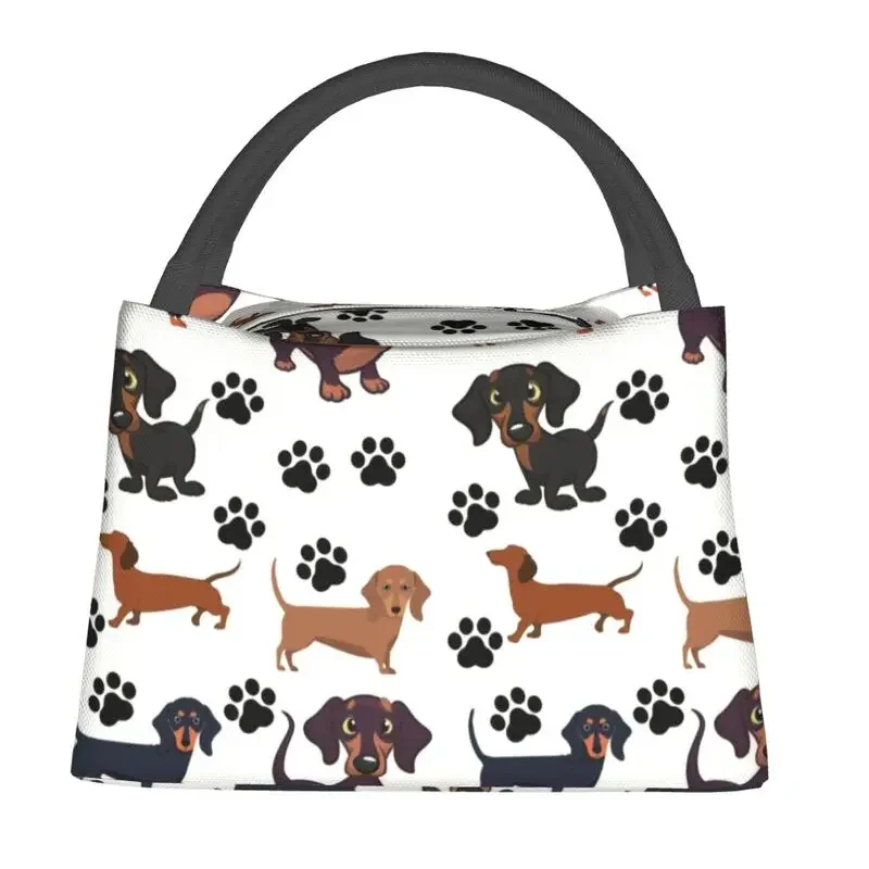 Dachshund Animal Paw Insulated Lunch Bags for Resuable Sausage Wiener Badger Dog Thermal Cooler Lunch Tote Office Picnic Travel