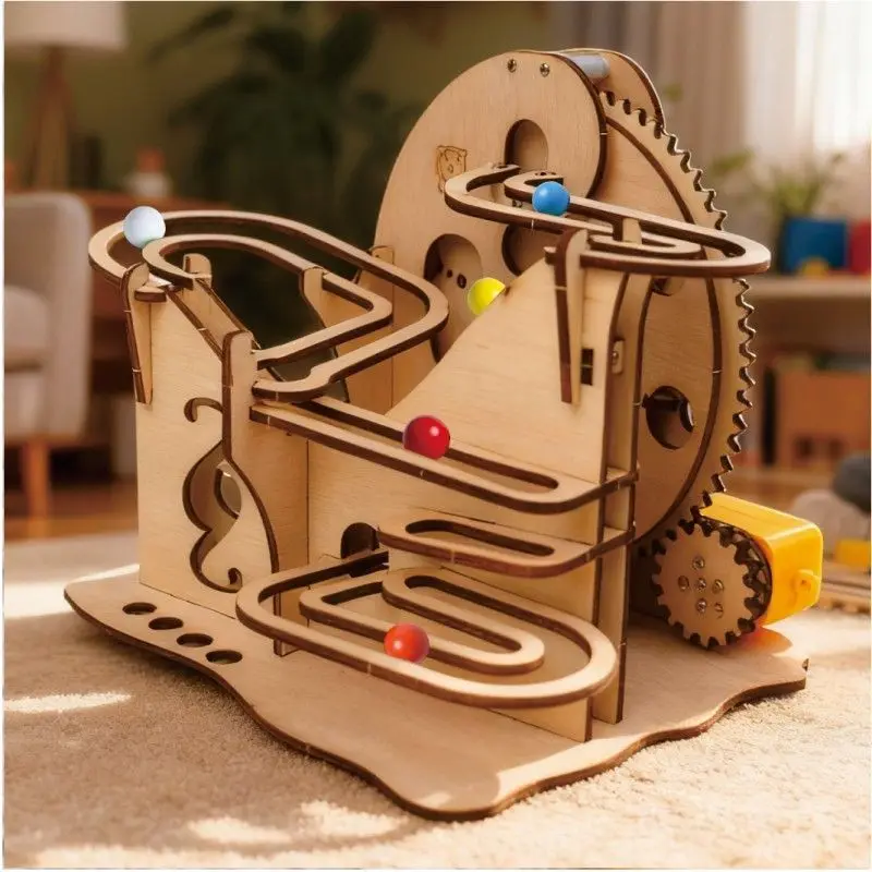 

Деревянный 3D-пазл для сборки, головоломка ручной работы, игрушка-трек для шариков, подарок в коробке