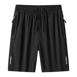 Pantaloncini Casual sportivi maschili 2023 pantaloni estivi in seta di ghiaccio Quick Dry pantaloncini da basket larghi moda pantaloni da spiaggia neri