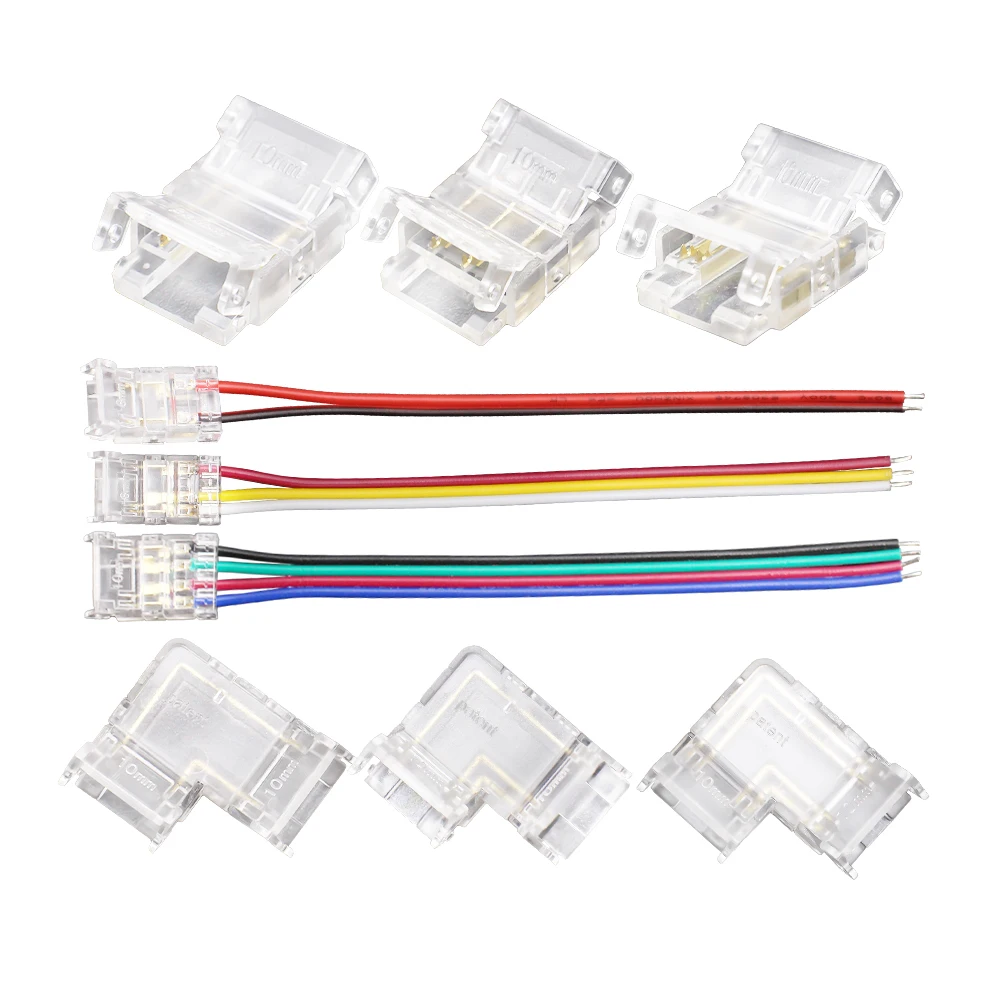 5PCS LED Strip Connector COB SMD 2Pin 3Pin 4Pin 5mm 8mm 10mm L-Shape Strip to Strip Welding-Free for RGB CCT LED Strip Lights