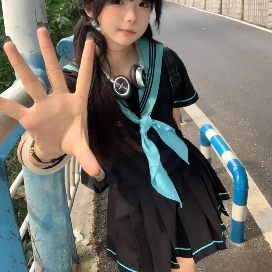 Cute School orm Skirt Set ort Pleated Tee-piece Student College Sle Summer Faion Women's Ensemble Polyester ort...