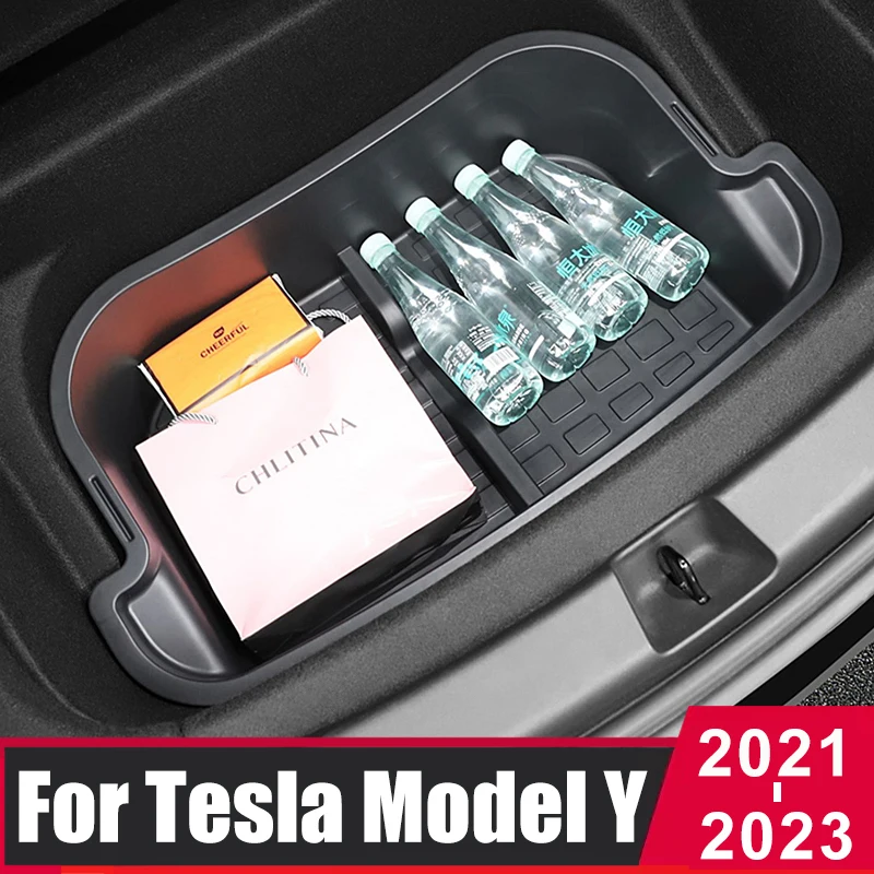 

Задний багажник коробка для хранения Tesla модель Y 2021 2022 2023 двухэтажный багажный Органайзер пылезащитный грузовой Многофункциональный контейнер