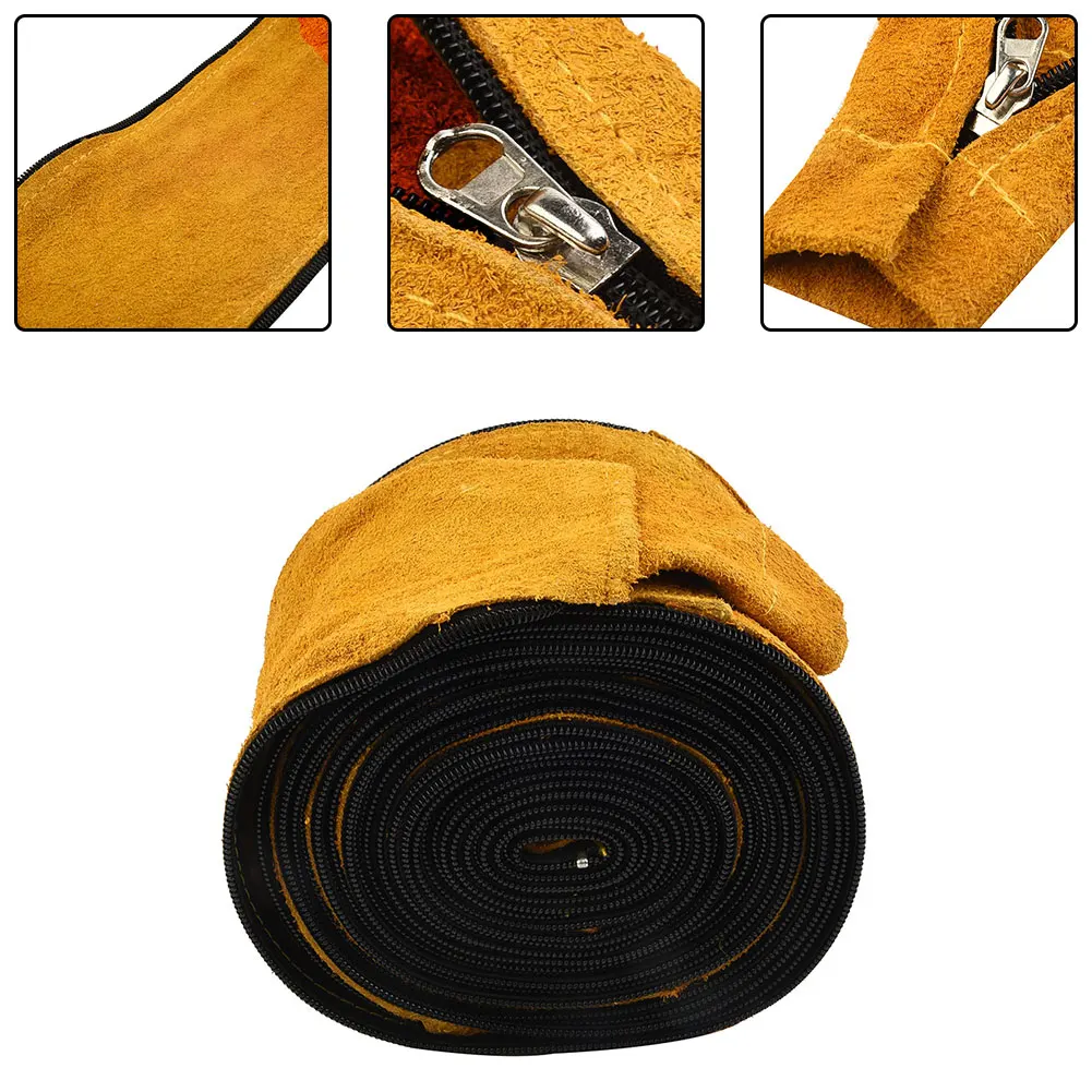 TIG Mig Torch Cable Hose With Zip Yellow Welding Cover 23\' Long 4\" Wide Accessories Cowhide Leather Equipment