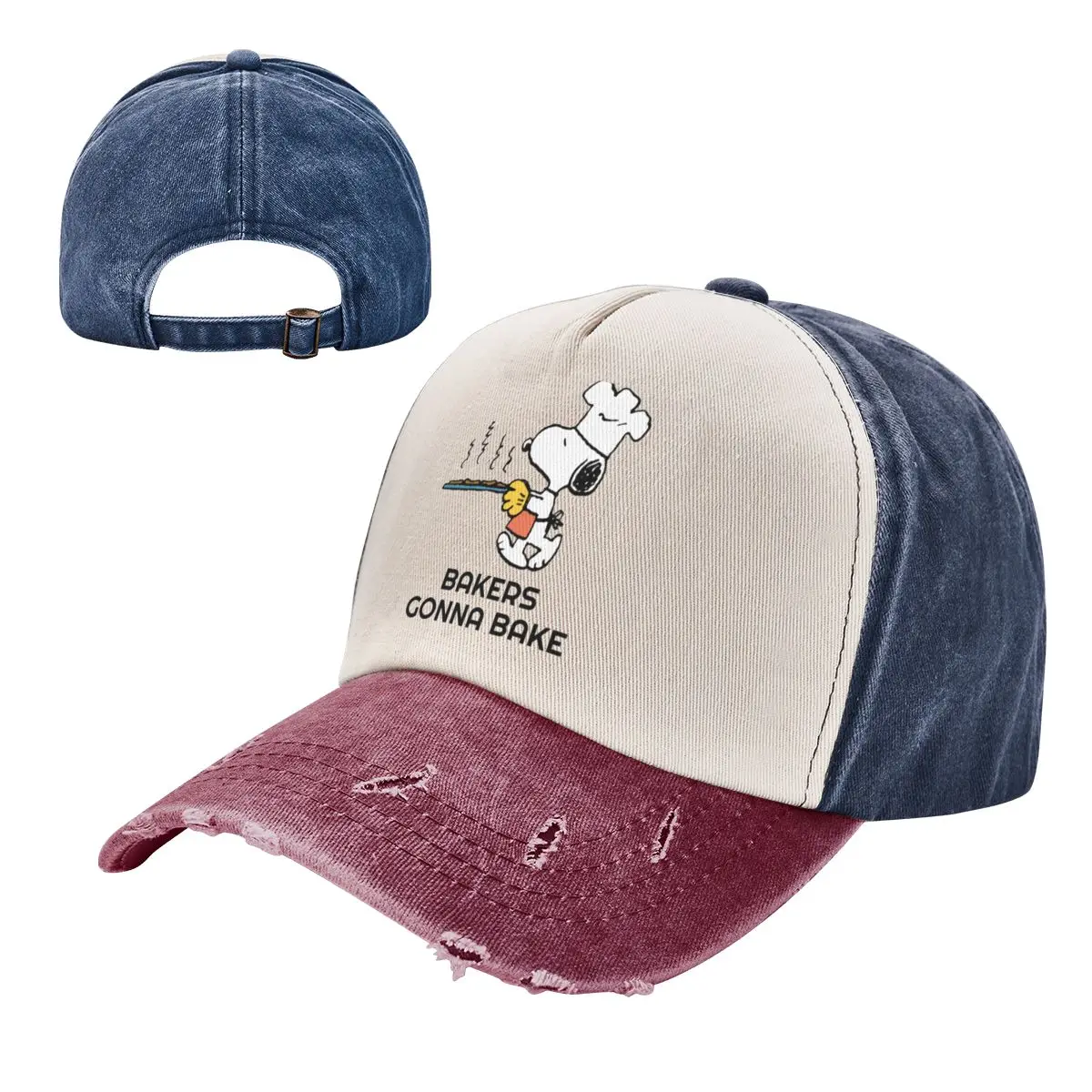 Peanuts Snoopy Baking Cookies Baseball Caps Vintage Distressed Denim Washed Snapback Cap Unisex Outdoor Workouts Caps Hat