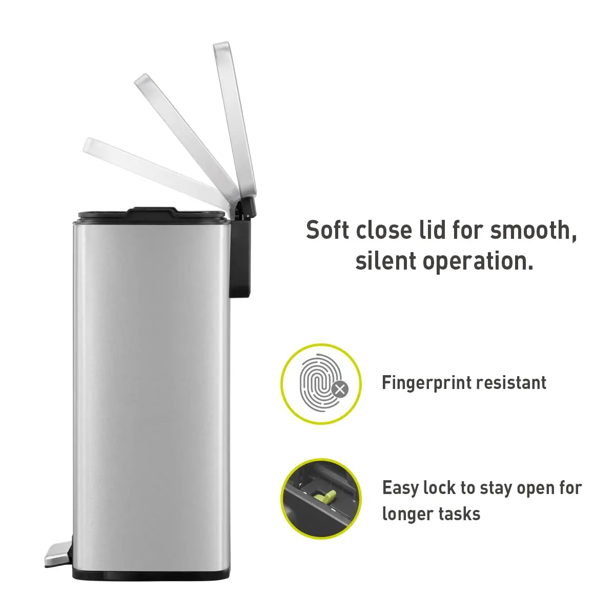 

Madison Brushed Stainless 50 Liter/13.2 Gallon Step Trash Can with Inner Liner - Fingerprint Resistant Finish·New Popularity