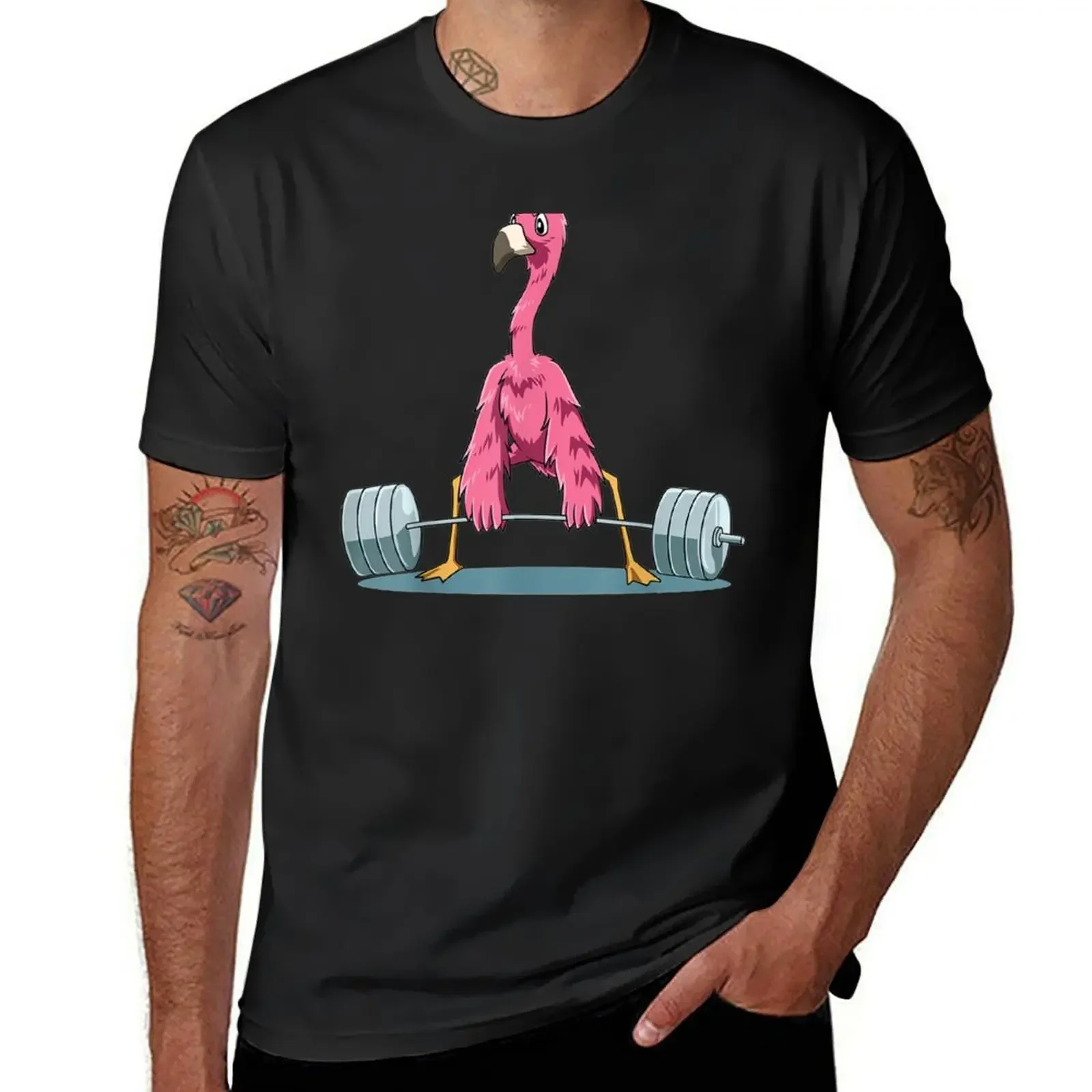 Weightlifting Flamingo Deadlifting Flamingo Powerlifting Gym T-Shirt anime figures summer tops oversized tshirts for men