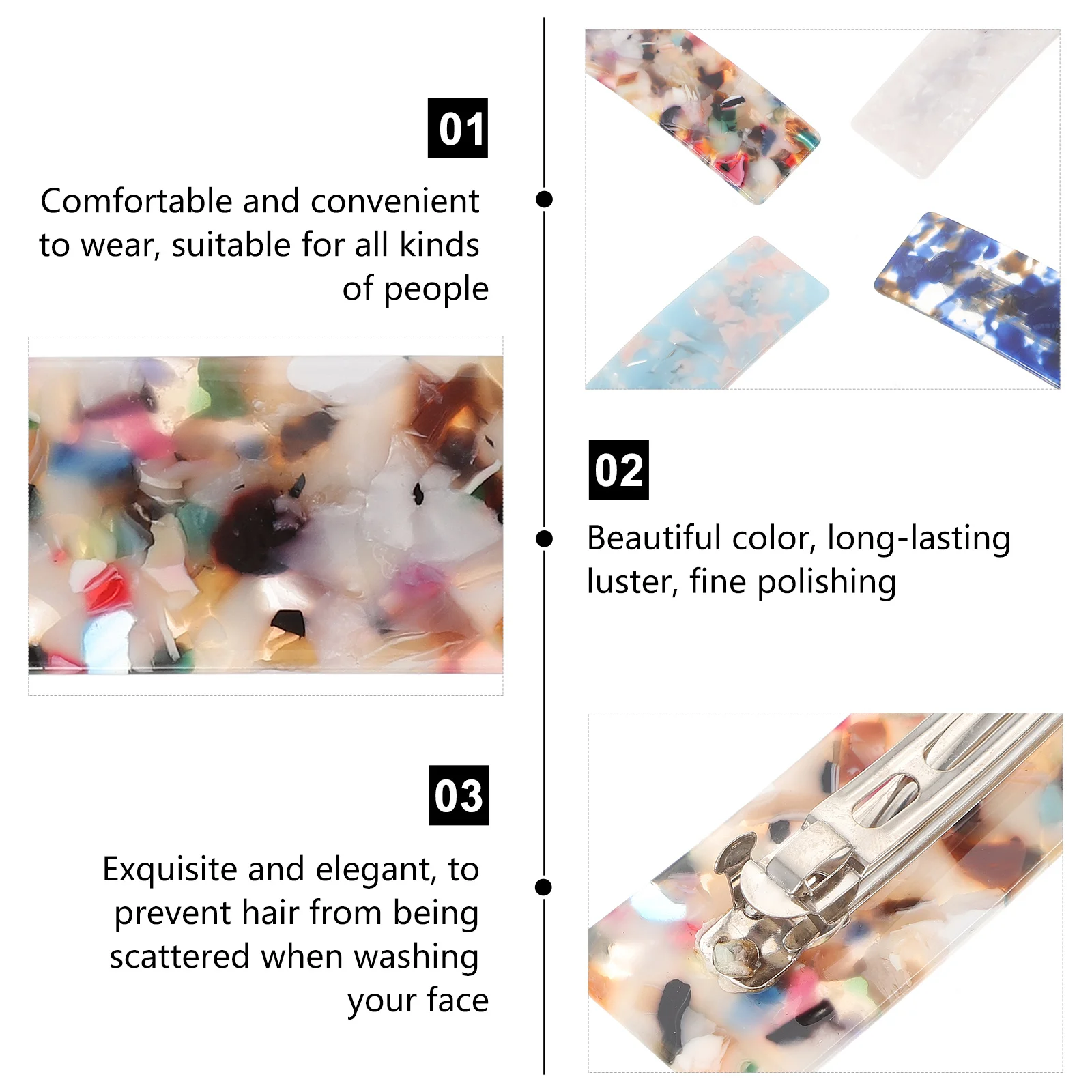 

4Pcs Large Hair Clips for Women Fashion Spring Hairpins Acetic Acid Alloy Barrettes Lightweight Non-Slip Hair Accessories