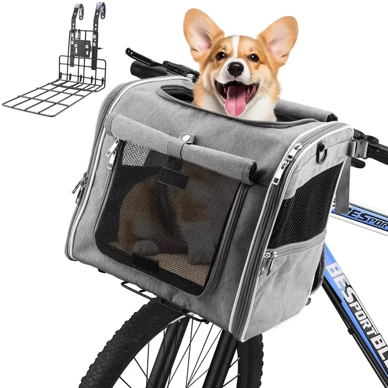 for Bike Riding Portable Expandable Soft Sided Pet Carrier Backpack Luxury Zipper Four Mesh Windows for Small Dogs Cats