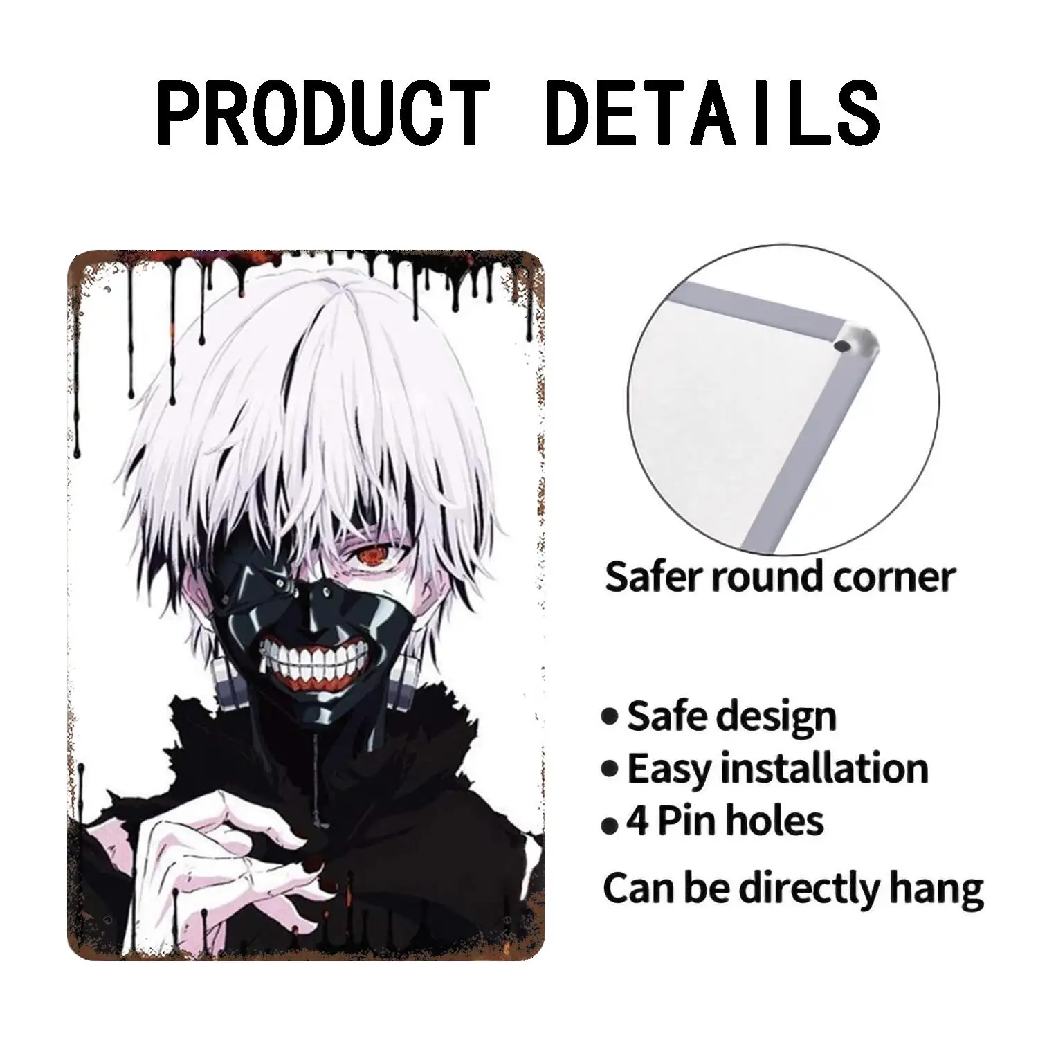 Tokyo Ghoul - Manga Anime Decor Poster Vintage Tin Sign Metal Sign Decorative Plaque for Pub Bar Man Cave Club Wall Decoration