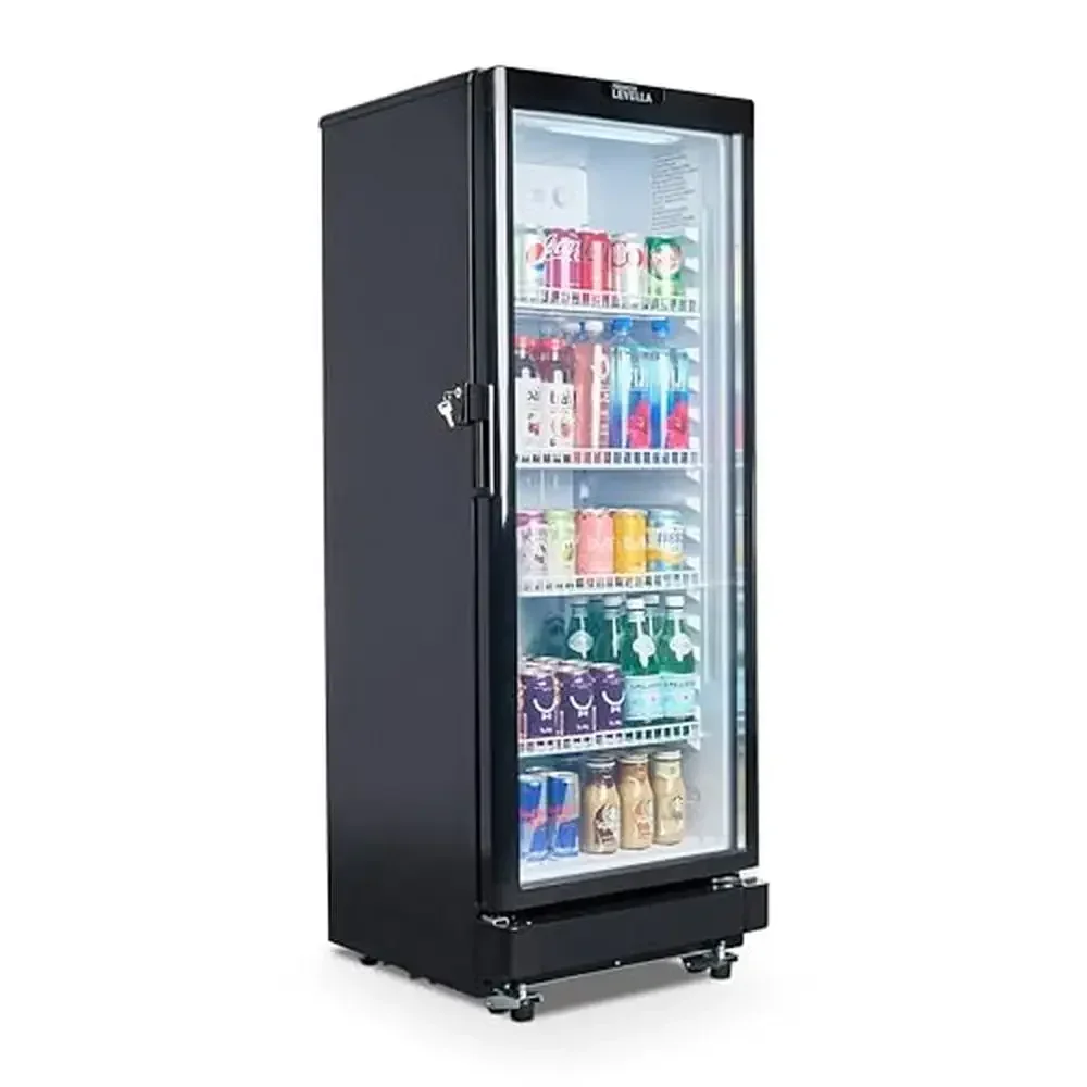 Glass Door Display Refrigerator Commercial Beverage Cooler 7.1 cu ft Freestanding with Wheels Manual Defrost Freezerless 21.06"D