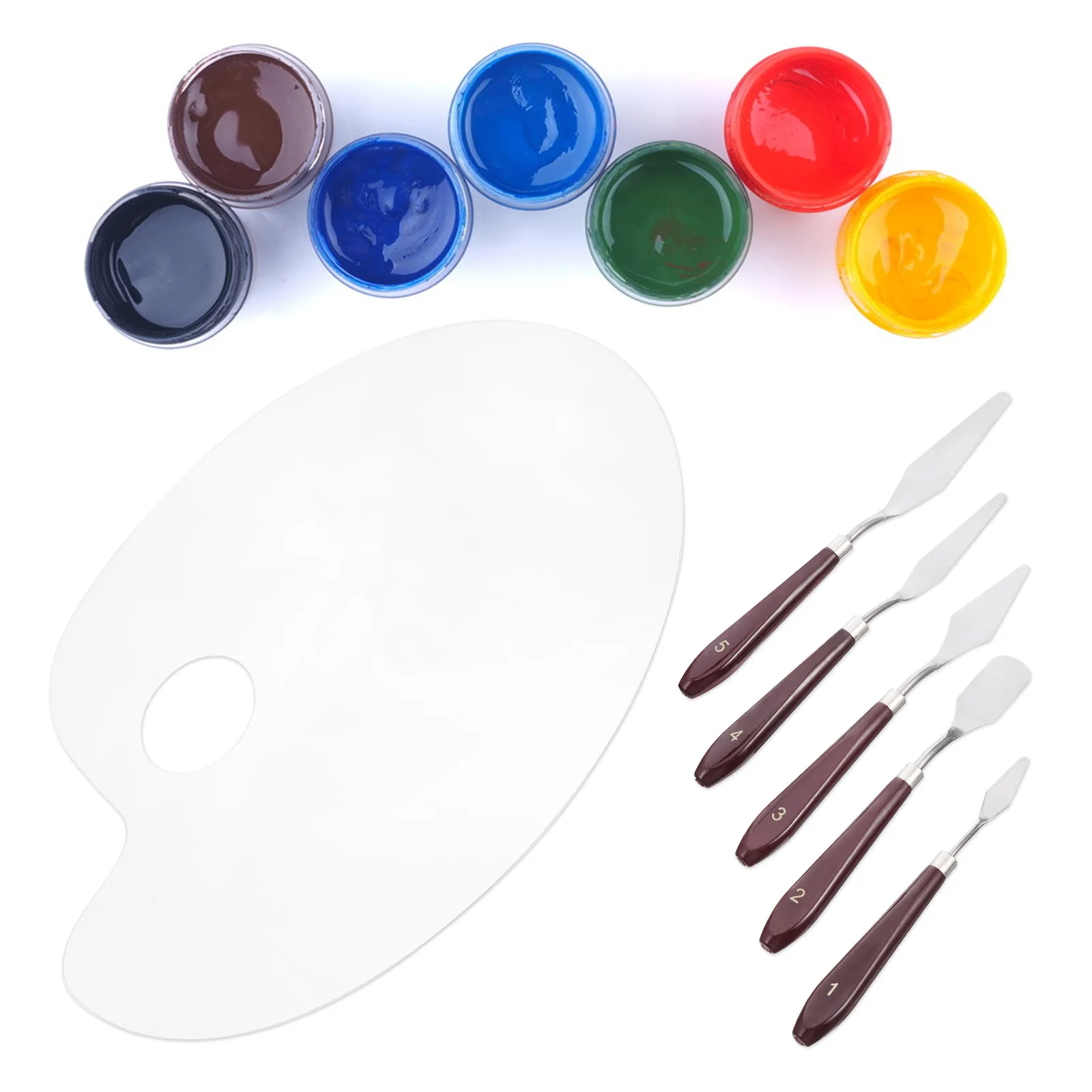 

Oval Color Fixing Plate Acrylic Art Painting Board Supplies DIY Paints Tray Pigment Trays Mixer