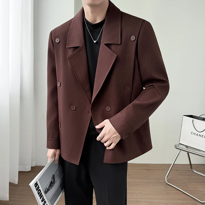 

2025 Autumn Collar Casual Jacket for Men Button Decoration Loose Business Social Jackets Office Social Outwear Coat Men Clothing