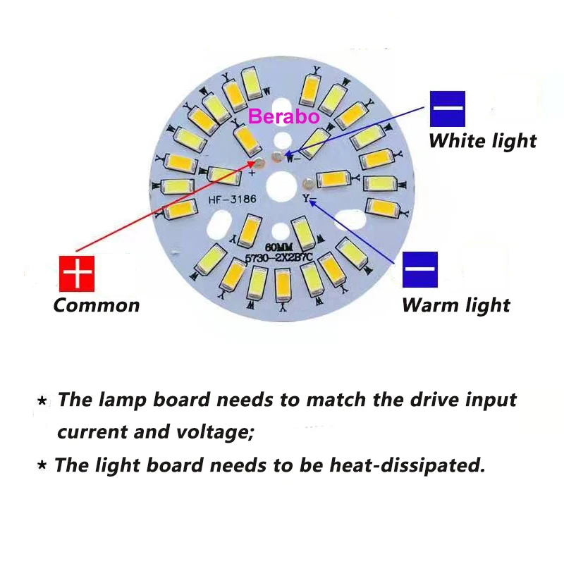 5 Stück 5730 SMD Glühbirnenlampe Zweifarbig 3W 5W 7W 9W 12W 15W 18W Runde LED-Lichtplatte LED-Chip Aluminium-Lampenplatte für LED-Glühbirne – Detail 7