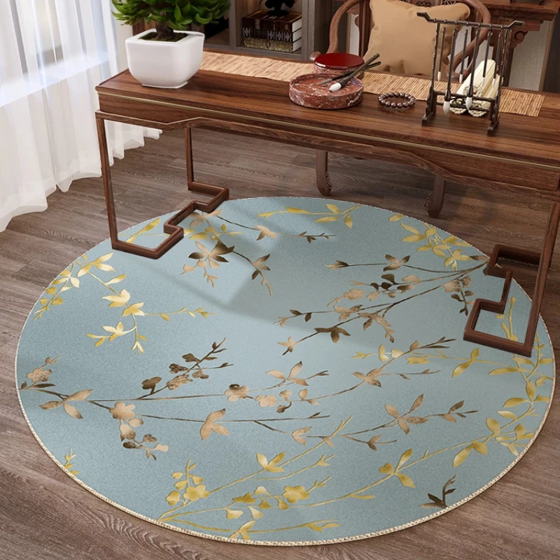 Circular Plant Pattern Carpet for Living Room Home Decoration Bedroom Balcony Carpets Hanging Basket Bedside Non-slip Area Rugs