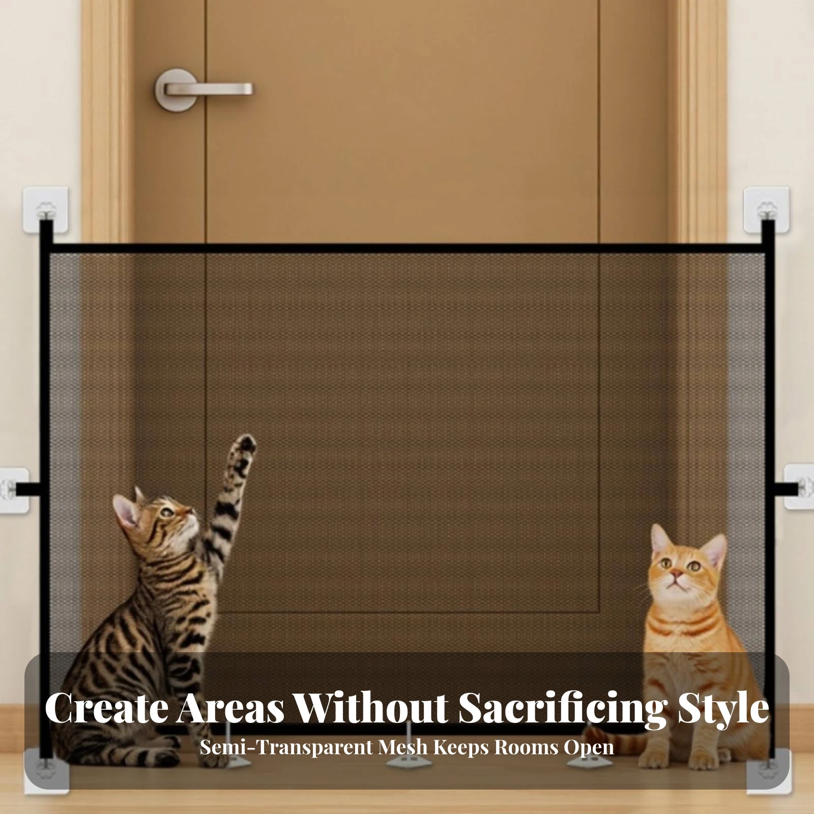 Pet Barrier Removable Mesh Safety Gate for Dogs, Doorways, Hallways