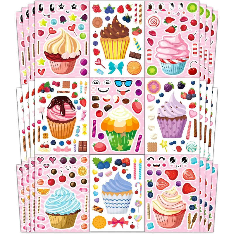 

Необычные наклейки для кексов, сделай лицо, листы для детских, детских дней рождения, подарки для рукоделия, десерт для торта