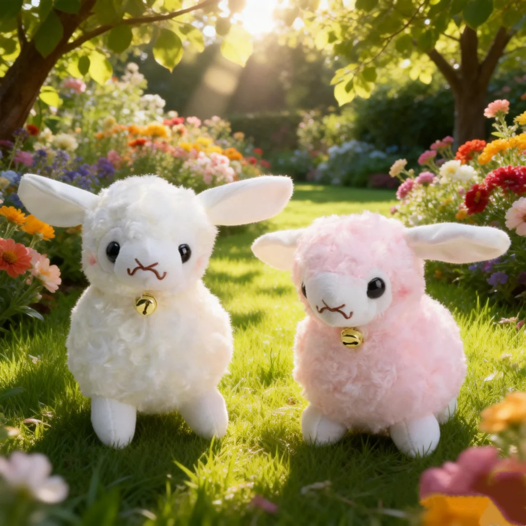 Lindo Peluche de Oveja con Campana, Juguete de Peluche de Cordero Kawaii con Campana en el Cuello, Peluche Suave y Esponjoso para Niñas, Niños, Día de San Valentín