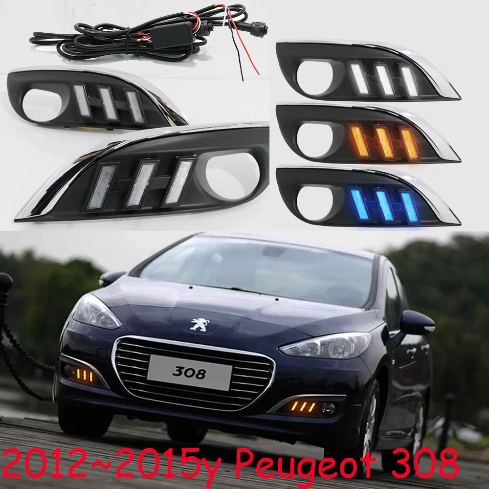

Динамический автомобильный бампер фары Peugo 308 дневные фары Solaris 2012 ~ 2015y DRL автомобильные аксессуары светодиодные фары Peugo 308 противотуманные фары