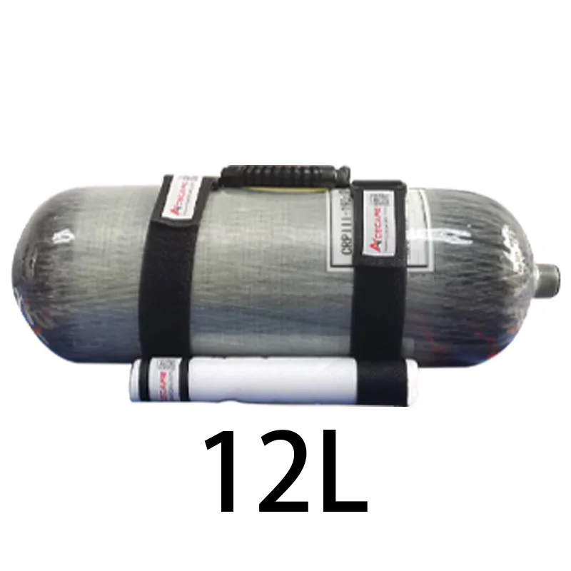 ACECARE-cilindro de fibra de carbono para buceo, 12L, CE, 300Bar, 4500Psi, con nuevo mango de correa