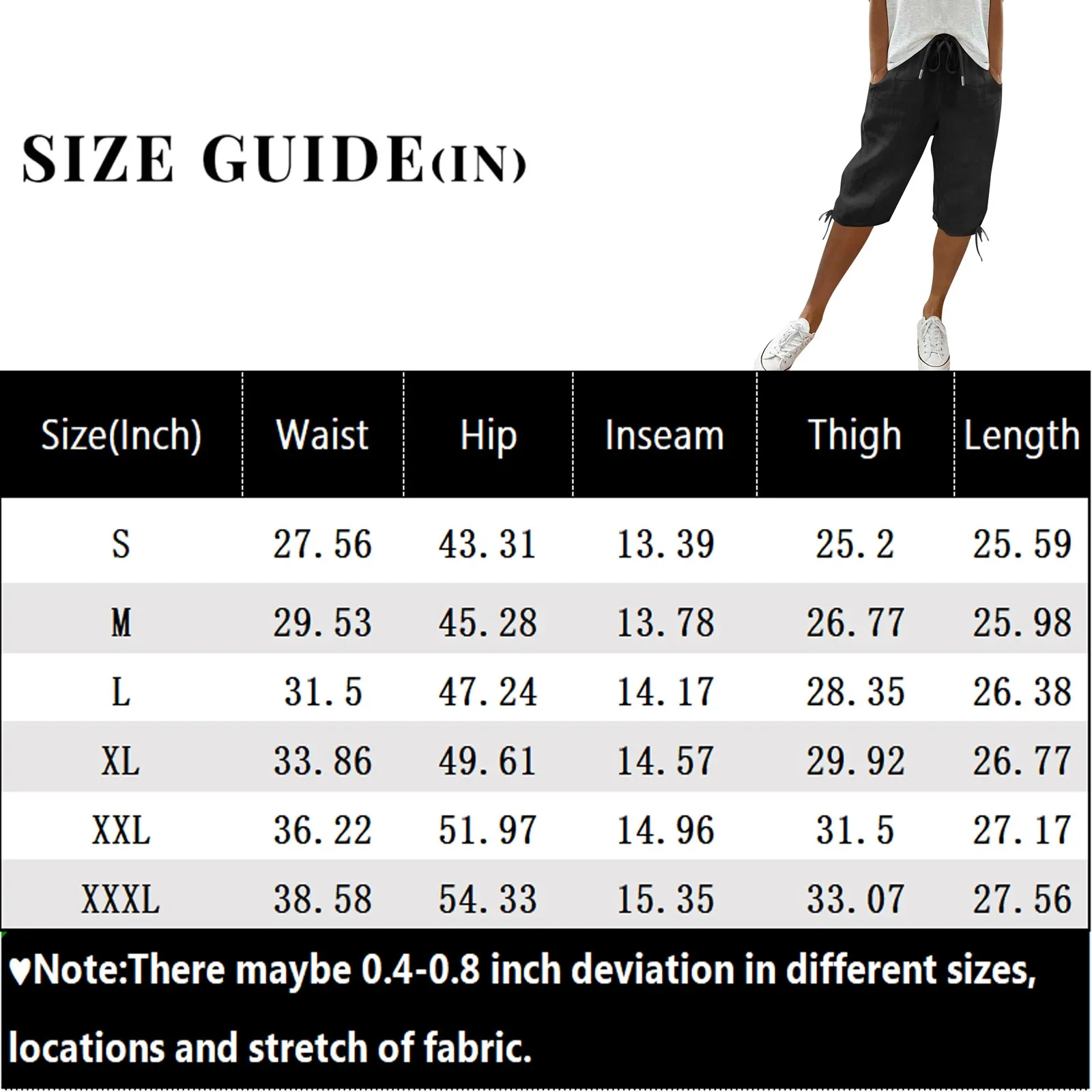 Damen-Baumwoll-Leinen-Hose, Sommer, täglich, cool, fünf Hosen, bequem, lässig, Kordelzug, elastische Taille, fünf halbe Hosen, Pantalone