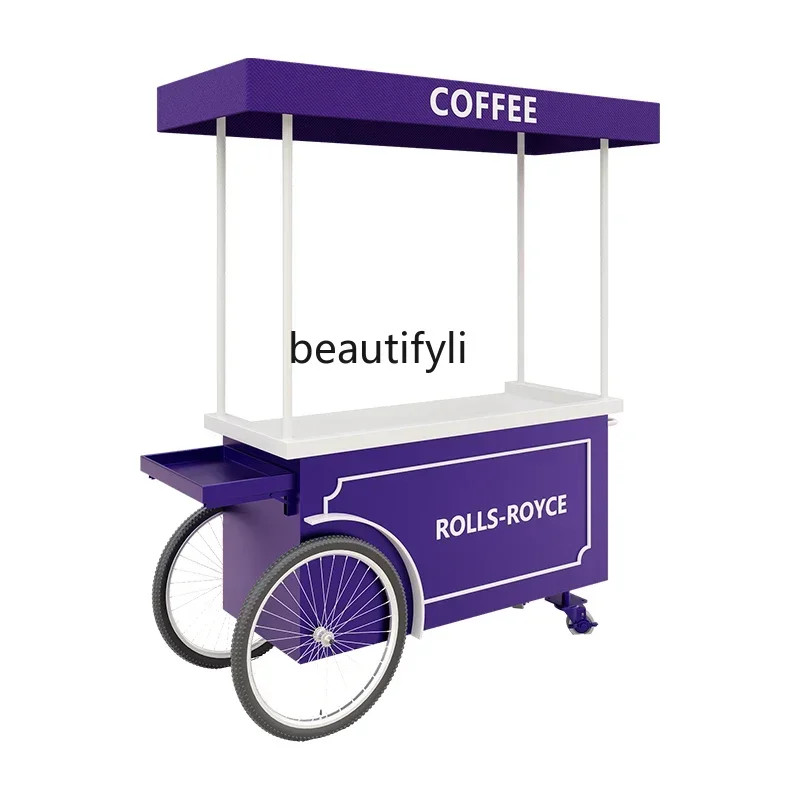 

A Wrought iron float Commercial Street promotional cart Mobile sales cart with locker Market stallHY