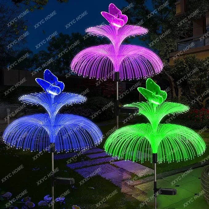 

Solar outdoor jellyfish Colorful color-changing fiber optic light Courtyard balcony Garden arrangement Household floor lamp