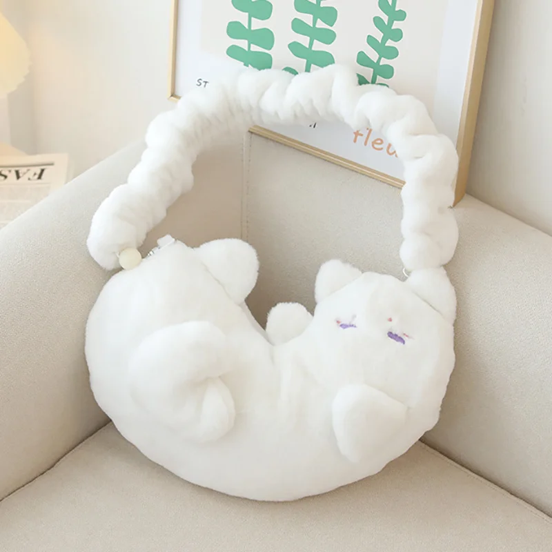 35x22cm Kawaii Macio Gato Ombro Bolsa Plushie Peluche Dos Desenhos Animados Pet Animal Carteira Bolsa para Meninas Senhoras Moda Acessório Presente