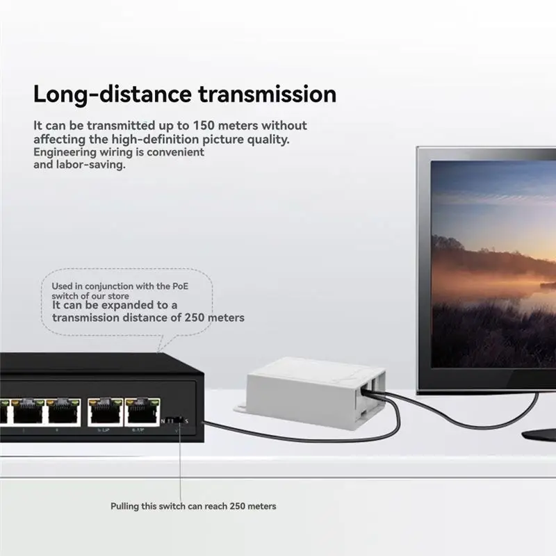 ABZZ-For Outdoor IP Camera CCTV Security System Gigabit Waterproof POE Splitter 1000/2500M IEEE 802.3Af/At 25W Adapter