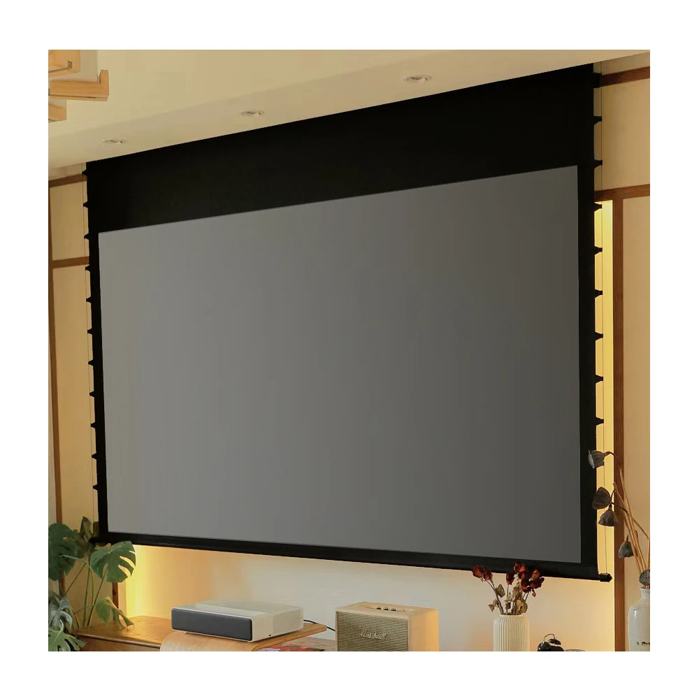 

Custom 1.2 Ultra 20 Projector Screen With Matte White Fabric Motorized And Remote Controlled For Home Or Office Use