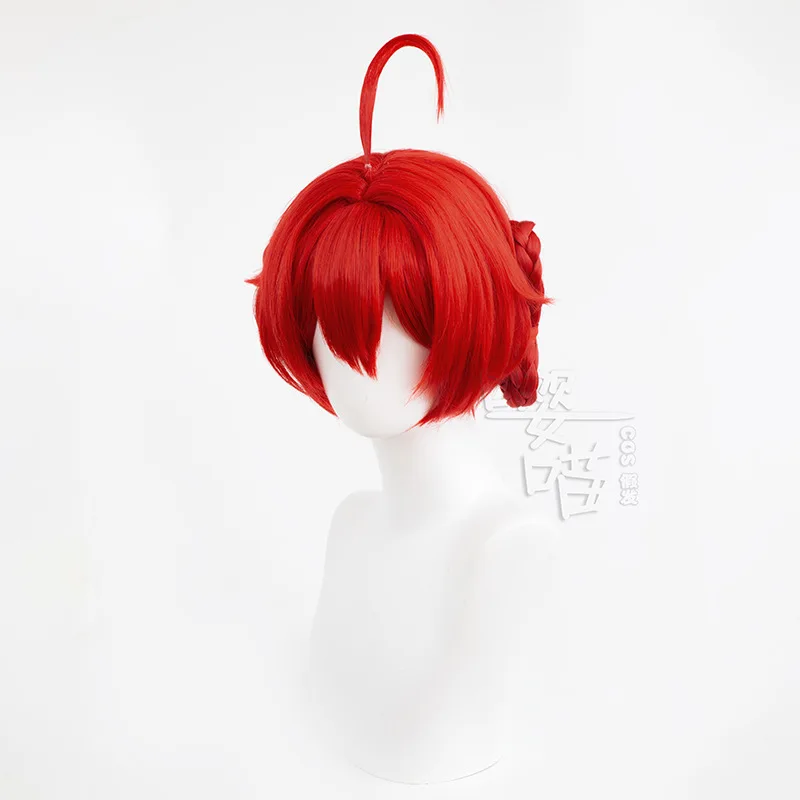 Game Wuthering Waves Danjin Cosplay Wig 32CM Dark Red Heat Resistant Synthetic Hair Anime Cosplay Wigs Halloween Party Men Women