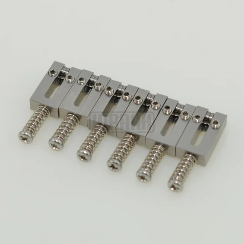 Imagen 2 del producto 1 Juego de puente trémolo para guitarra eléctrica, sillín de rodillo de acero inoxidable de 10,5mm/10,8mm/11,2mm, 1 Juego de 6 uds para reemplazo de guitarra ST