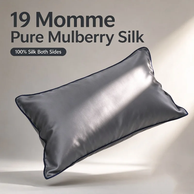 19 Momme 100% Mulberry Silk Pillowcase for Hair Skin Both Sides Pure Silk Pillow Cover Soft Silk Pillow Case Bedding Gift Box