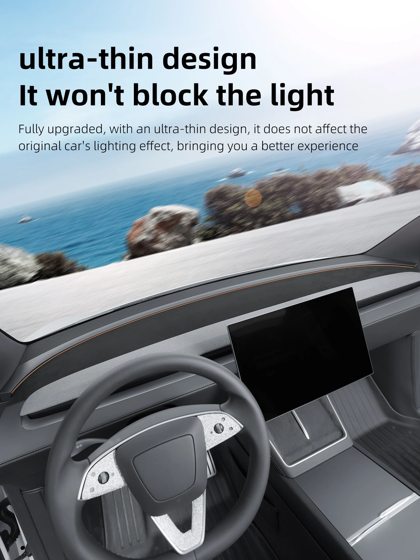 Für Tesla Model YL 6-Sitzer 2026 Armaturenbrett-Abdeckung Wildleder Sonnenschutz Anti-UV Armaturenbrettmatte Rutschfeste Pads Auto-Zubehör – Detail 7