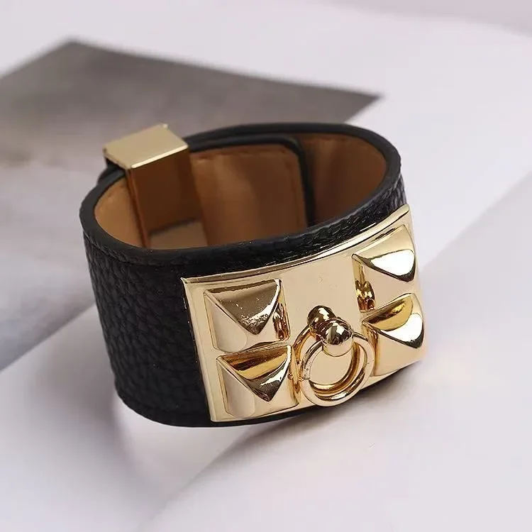 

Punk Style Leather Cuff Bracelet for Women Men