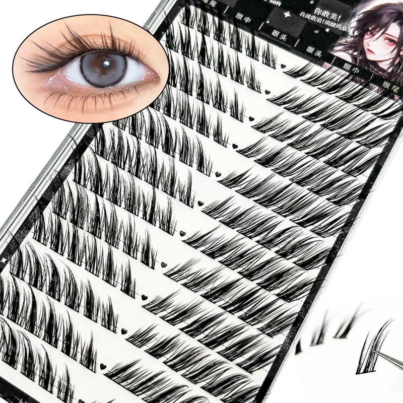 여우 인조 속눈썹 혼합 개별 속눈썹, 단일 클러스터 속눈썹, 익스텐션 세그먼트 속눈썹, 여우 눈 효과 속눈썹, 12 줄