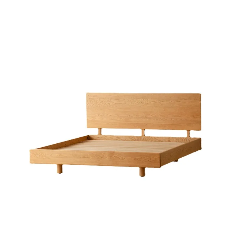 

Nordic all solid wood bed simple Japanese cherry wood furniture log master bedroom double bed