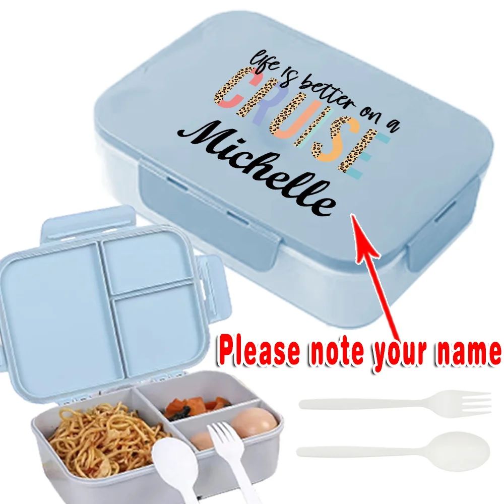 

Customized Name Portable Bento Box Organizer with Lid Leakproof Lunch Holder Travel Breakfast DIY Storage Container Personalized