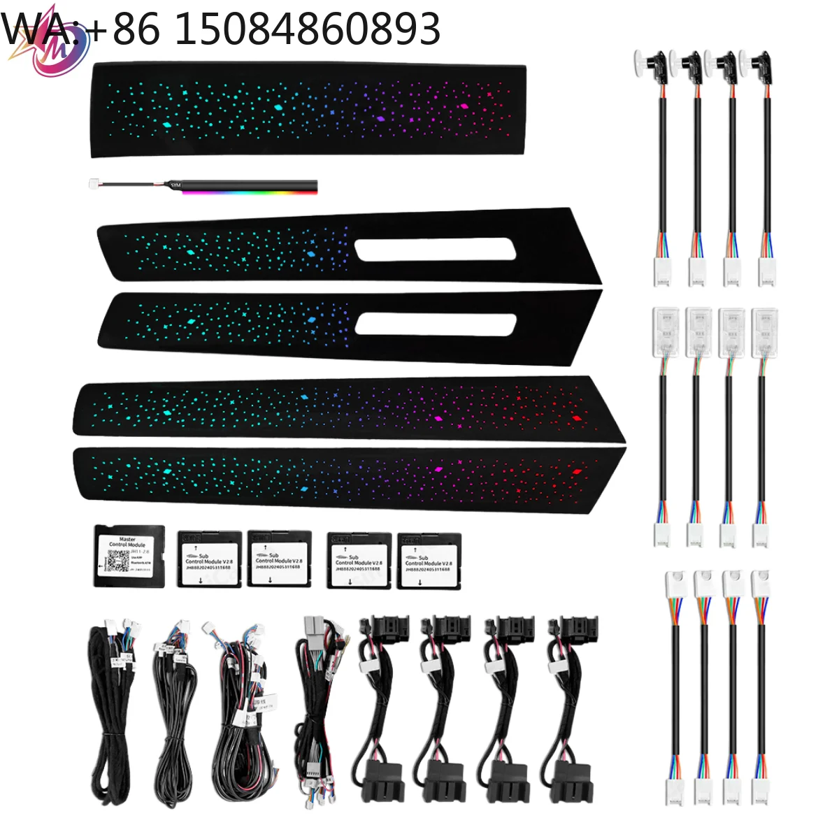 18 Lights Starry Sky Colorful Symphony Strip Light 64 Color Dynamic Interior Decor Lamp Fit 2011-2018 Mid Size Car