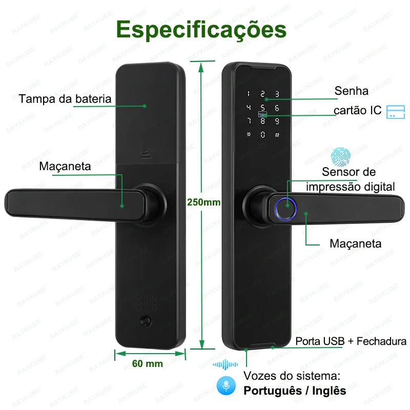 RAYKUBE Biometric Fingerprint Door Lock K7 Pro+ Smart Lock Tuya App Remote Unlocking Keyless Lock Electronic Door Lock